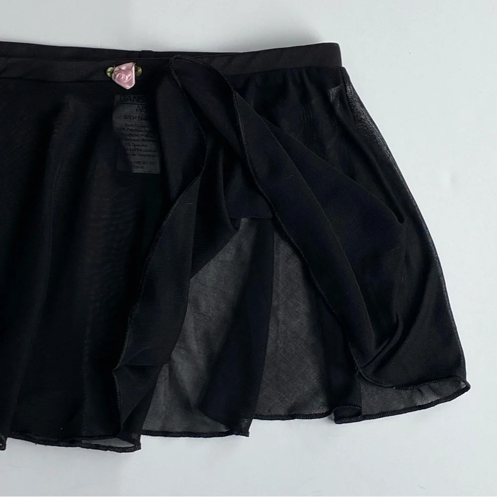 Black Ballet Skirt Size 6 6X Small Elastic Waist EUC Dance Flowy Girls Sheer